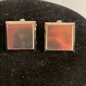 Vintage 1950s MCM Hickok USA engravable square gold tone bullet back cuff links